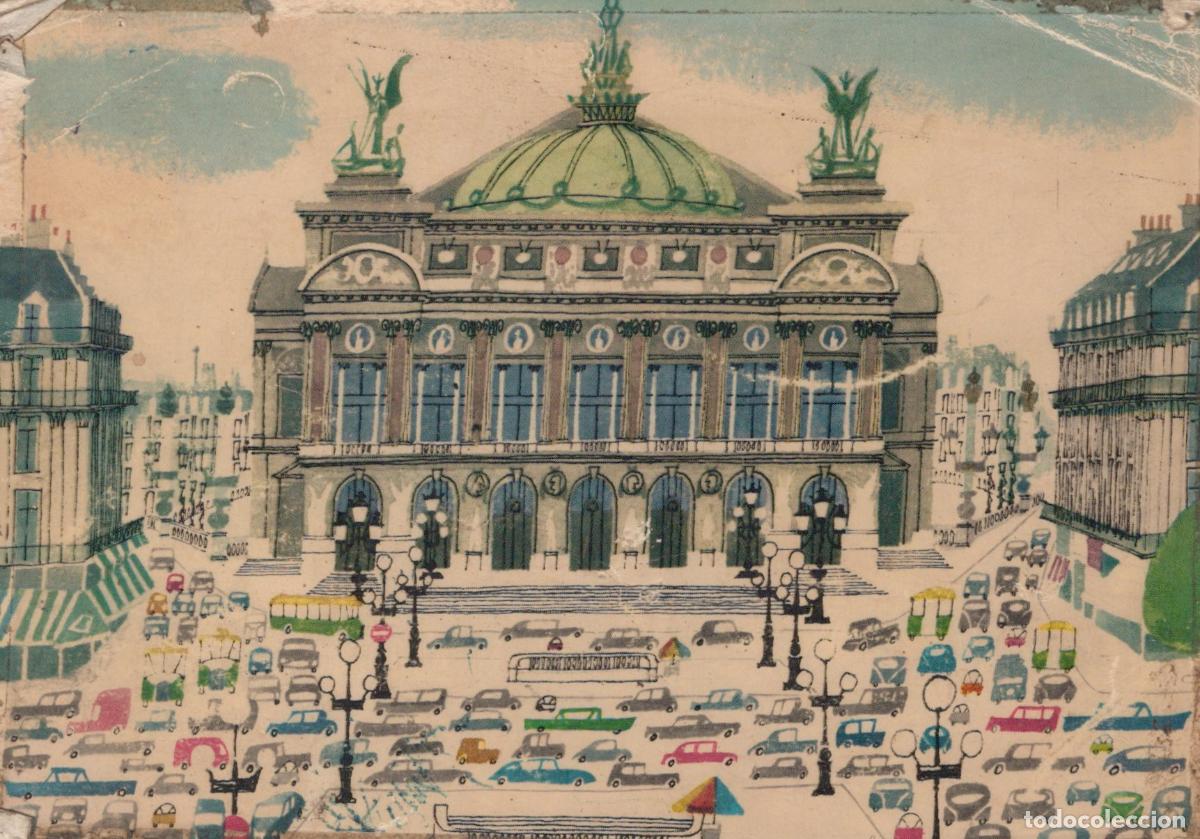 Postcards: France Paris Op&eacute;ra Garnier M Sasek Illustration Busy Street Traffic *YAM677
