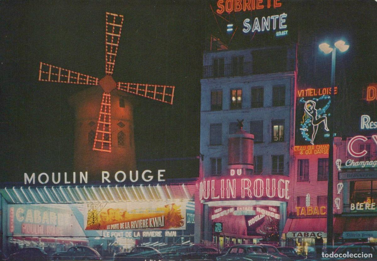 Postcards: France Paris Moulin Rouge Cabaret Night Scene With Neon Lights Unposted *YAM681