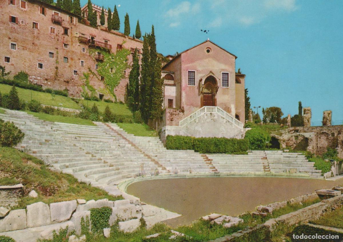 Postkarten: Italy Verona Roman Theatre Ancient Ruins Church Vintage Unposted *YAM482