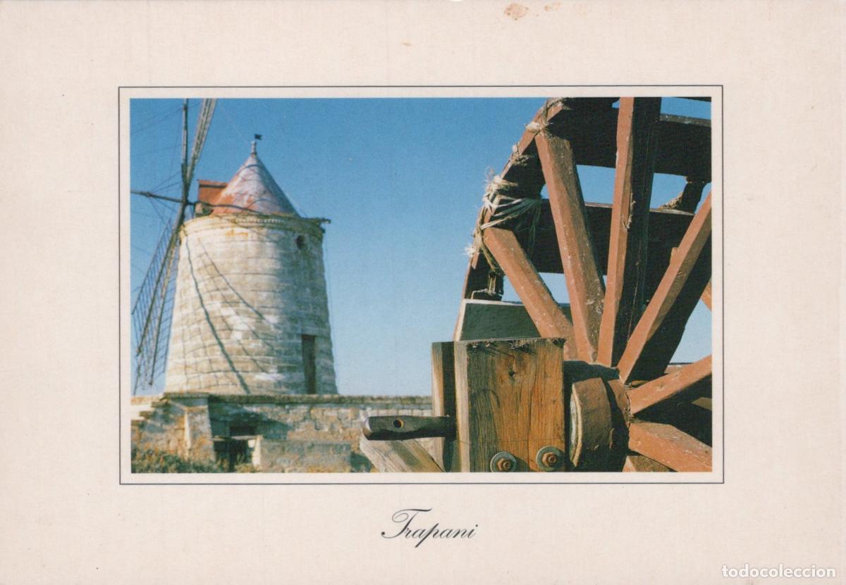 Postkarten: Italy Trapani Sicily Windmill and Water Wheel Landscape Unposted *YAM745