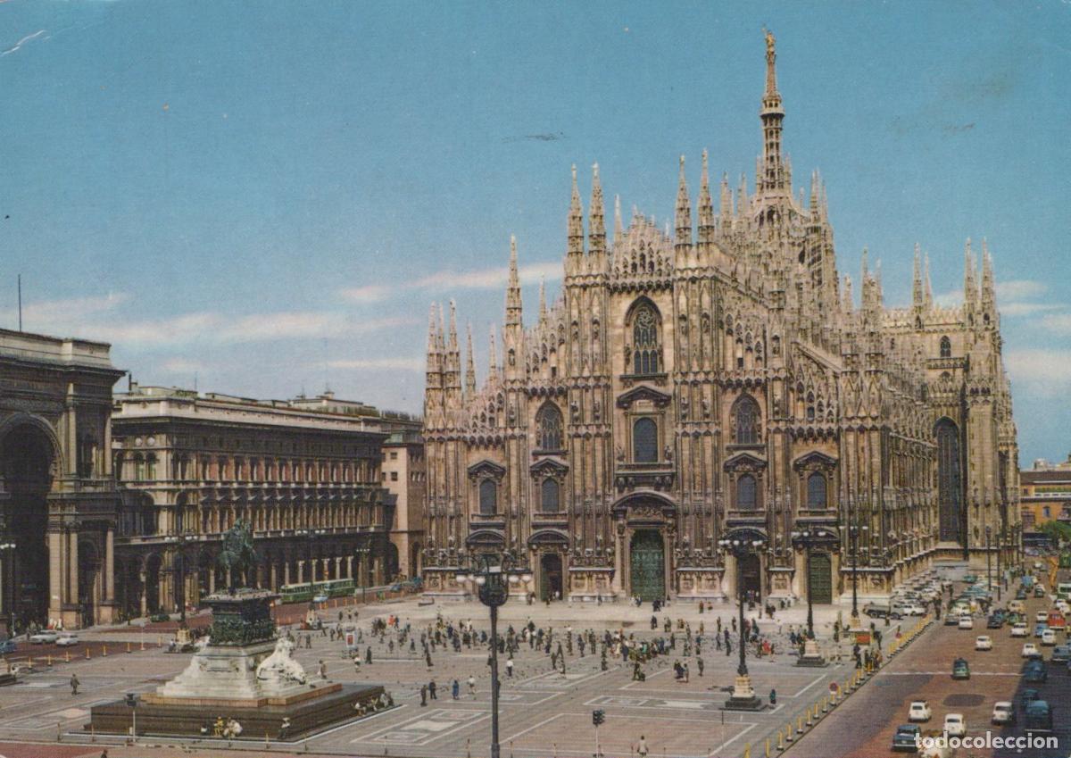 Postcards: Italy Milan Piazza Duomo Cathedral Square Cityscape Vintage *YAM752