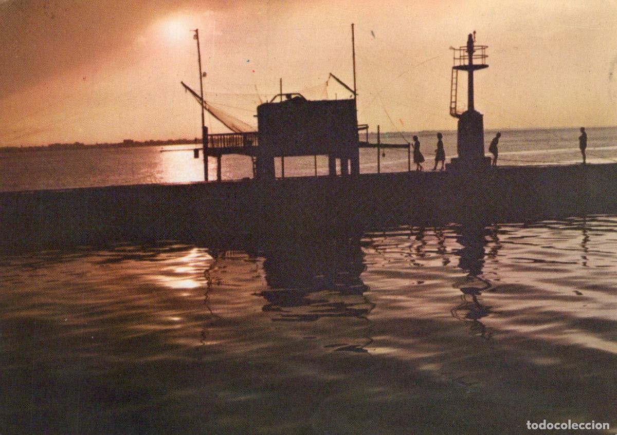 Postcards: Italy Rimini Sunset Fishing Platform People Seascape Vintage *YAM513