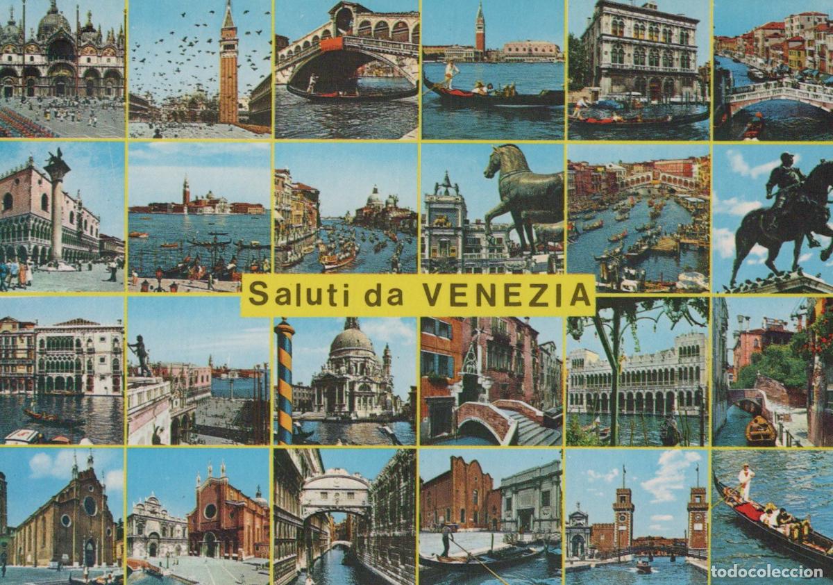 Cartoline: Italy Venice Collage of Landmarks Canals Gondolas Architecture Unposted *YAM765