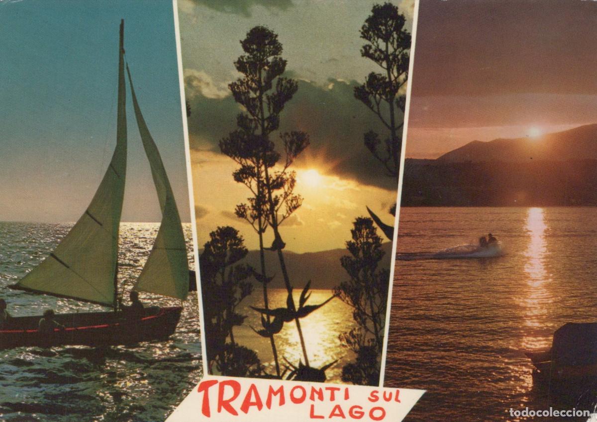 Cartoline: Italy Lake Garda Sunsets Sailboat Jet Ski Vintage *YAM552