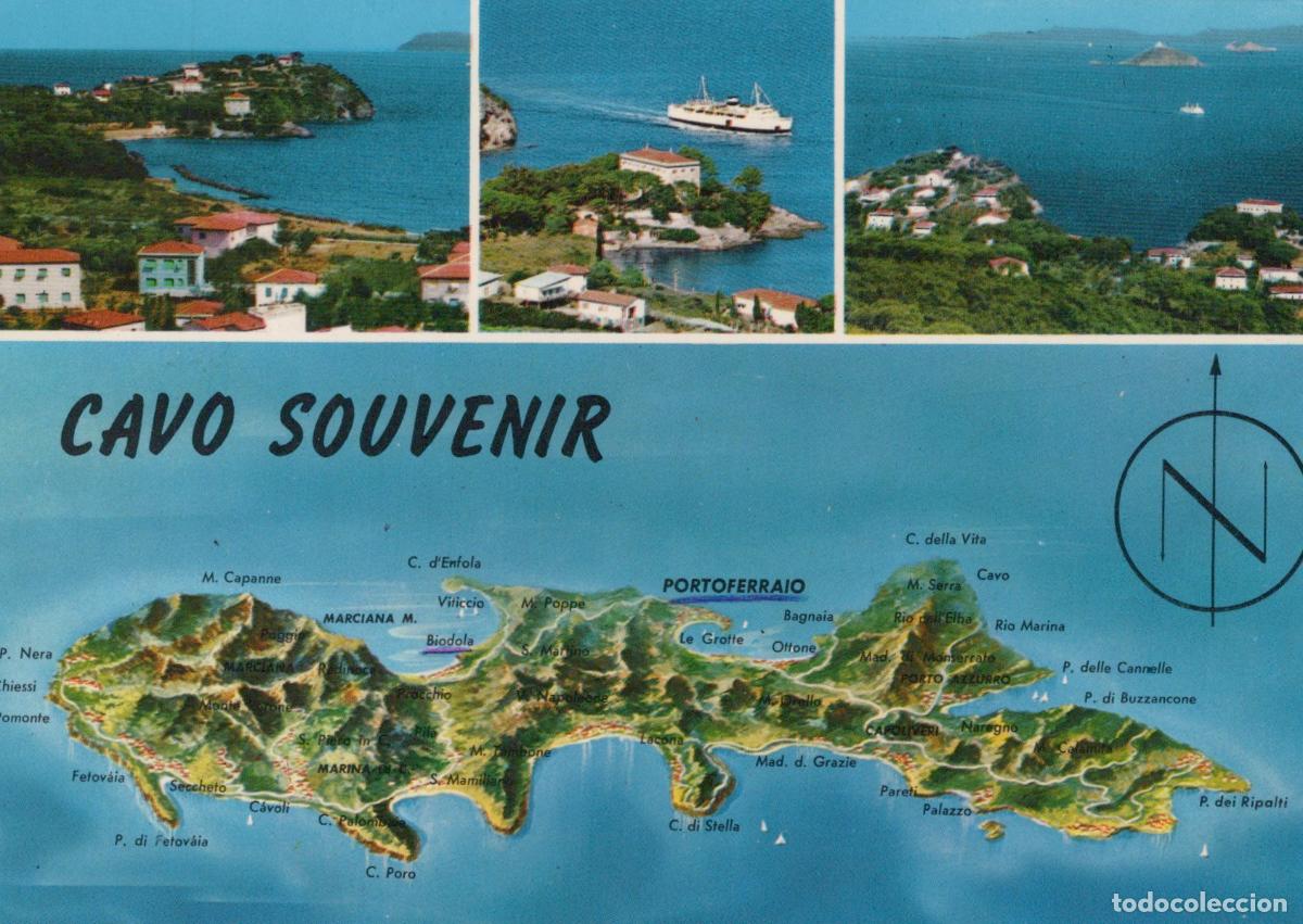 Cartoline: Italy Cavo Souvenir Elba Island Coastal Views and Map *YAM564