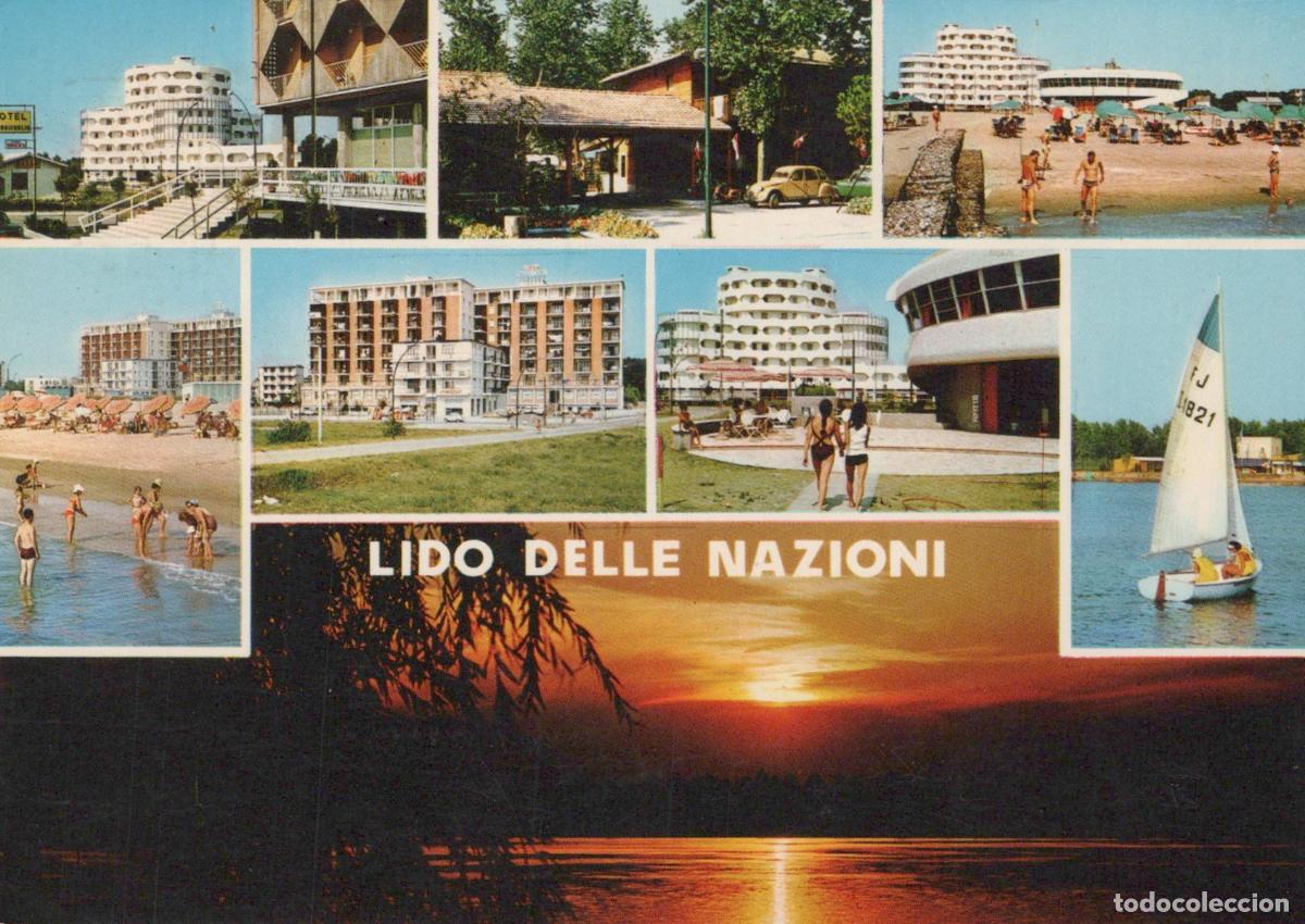 Postkarten: Italy Lido Delle Nazioni Beach Hotels Sunset Sailboat Multi View *YAM932