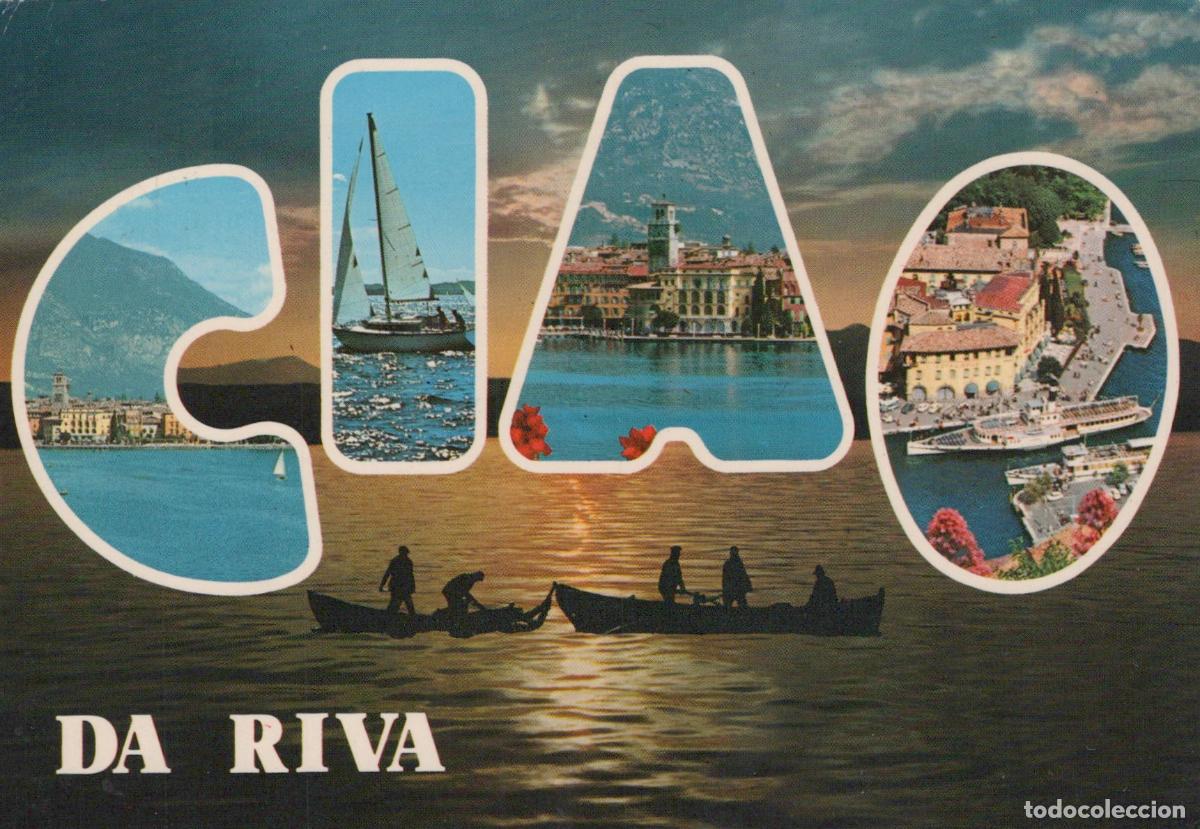 Postkarten: Italy Riva del Garda Lake Garda Boats Sailing Town View *YAM942