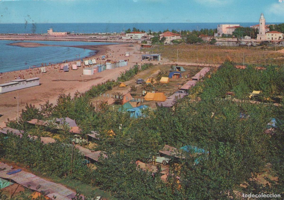 Postkarten: Italy Rimini Beachfront Camping Site With Tents and Ocean View *YAM945