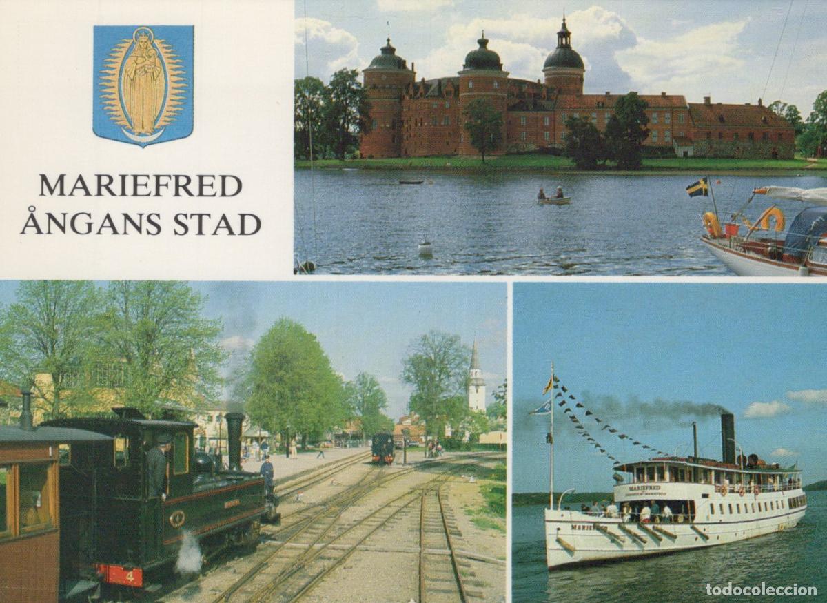Postkarten: Sweden Mariefred Gripsholm Castle Steam Train S Steamboat Unposted *YAM649
