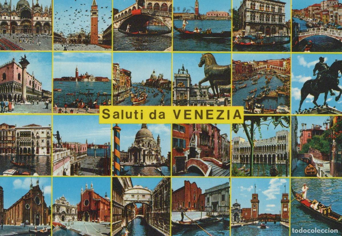 Postales: Italy Venice Collage of Landmarks and Canals Saluti Da Venezia *YAM951