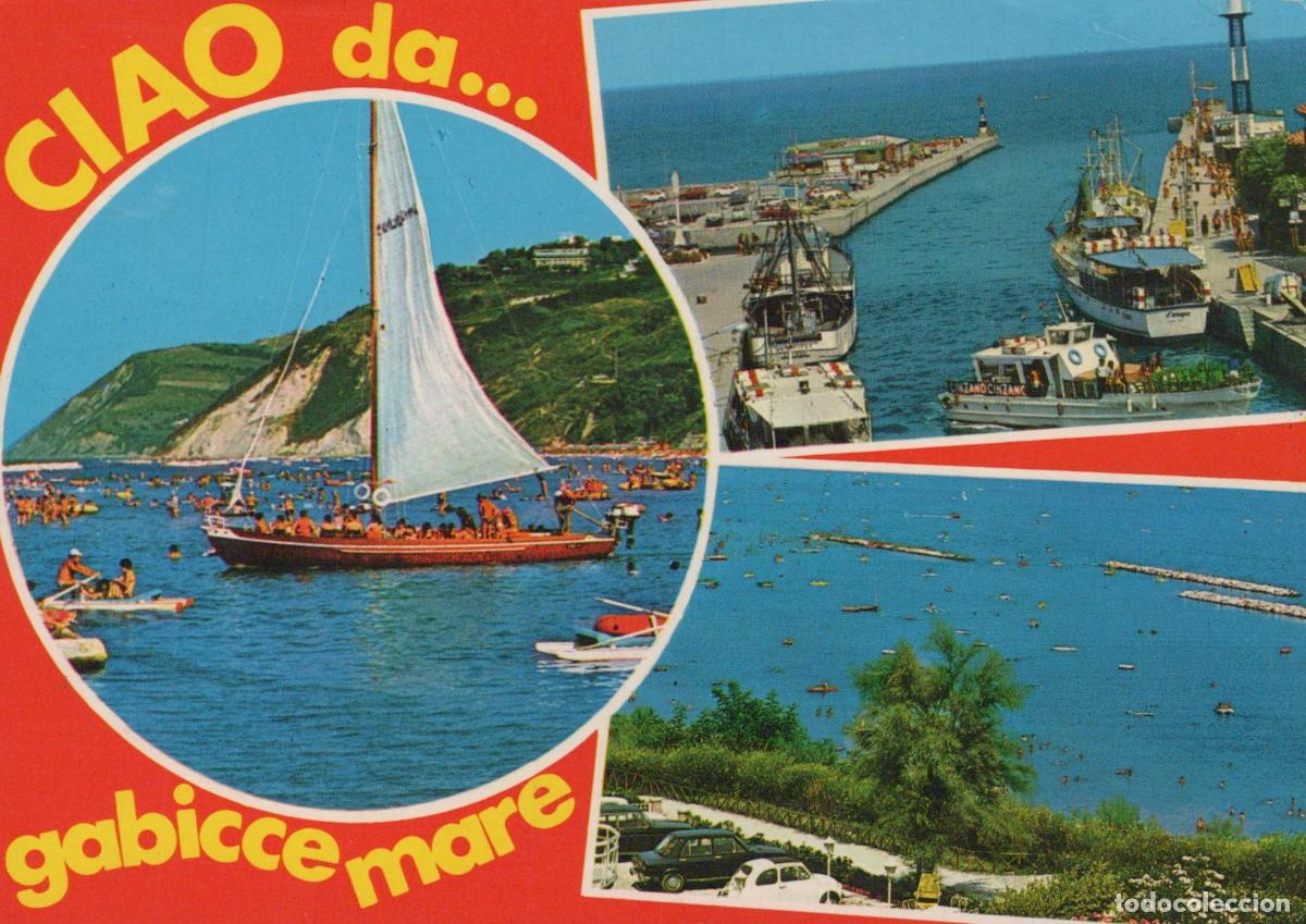 Postcards: Italy Gabicce Mare A Collage of Coastal Scenes With A Sailboat Harbor *YAM955