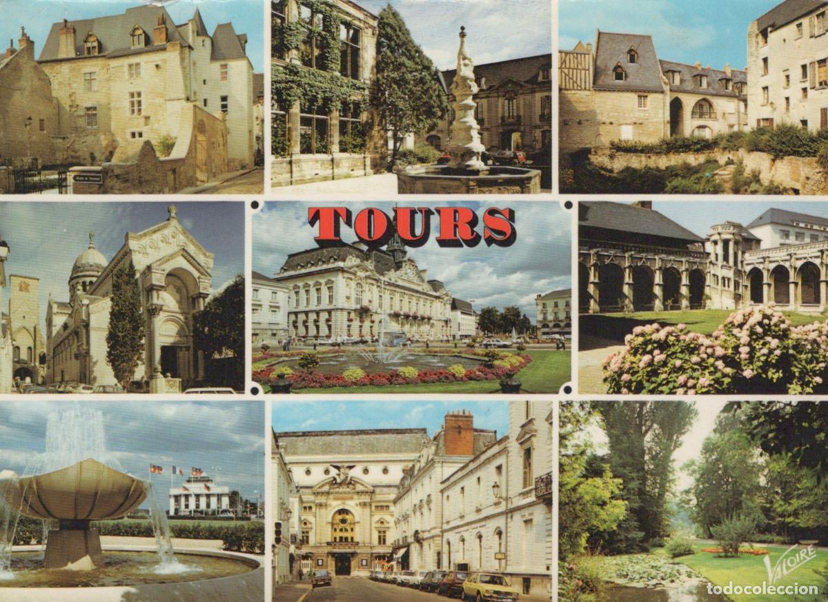 Postales: France Tours City Collage Architecture Fountain Garden *YAM669