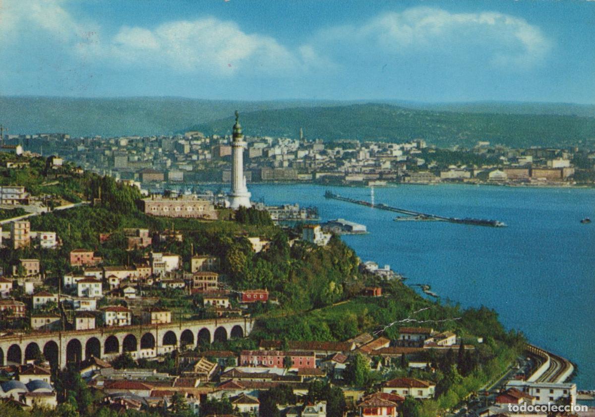 Cartoline: Italy Trieste General View With Lighthouse Coastal Cityscape *YAM981
