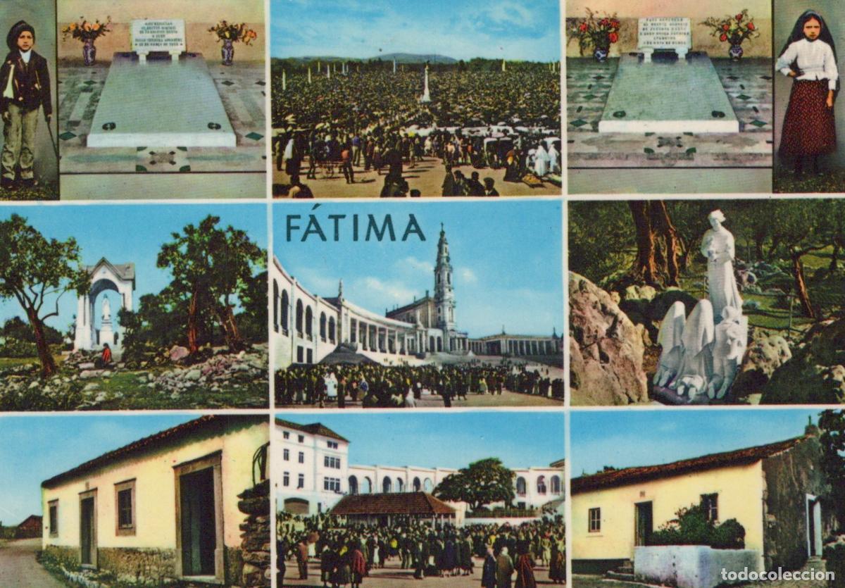 Postais: Portugal F&aacute;tima Shrine Basilica Statues and Crowds Multi View Unposted *YAM694