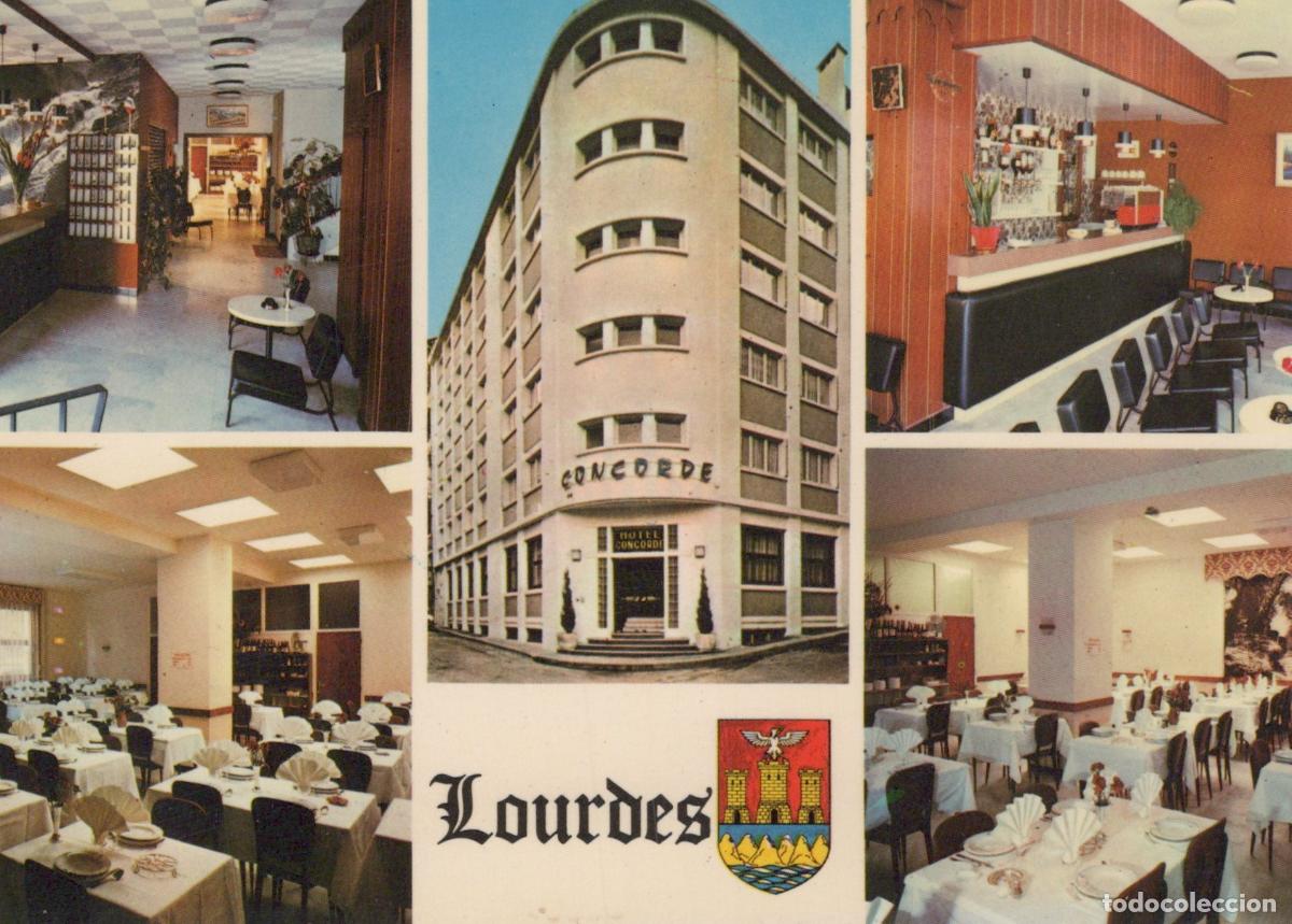 Postais: France Lourdes Hotel Concorde Lobby Bar Restaurant Guest Rooms Unposted *YAM718