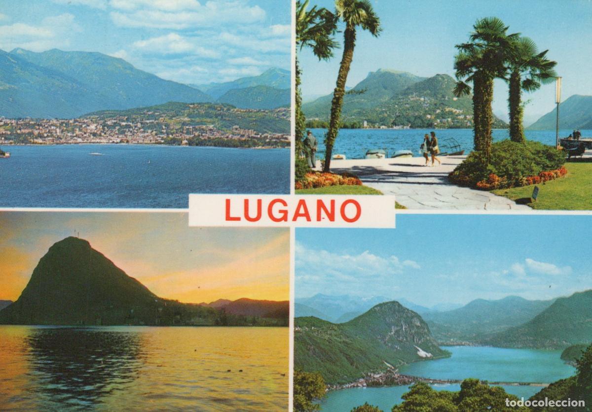 Postais: Switzerland Lugano Lake Views Mountains Palm Trees Waterfront Unposted *YAM773
