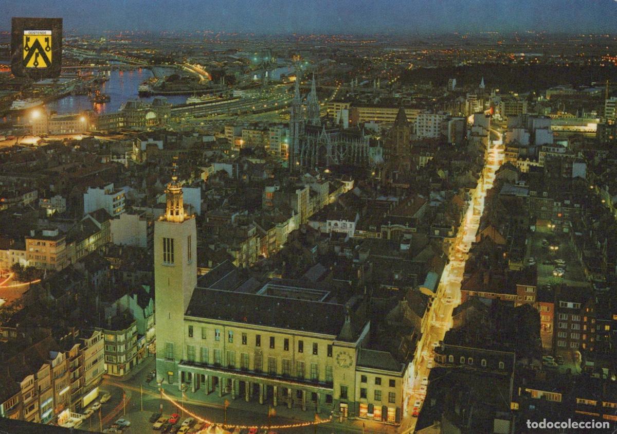 Postais: Belgium Ostend Cityscape At Night Aerial View With Illuminated Streets *YAM784