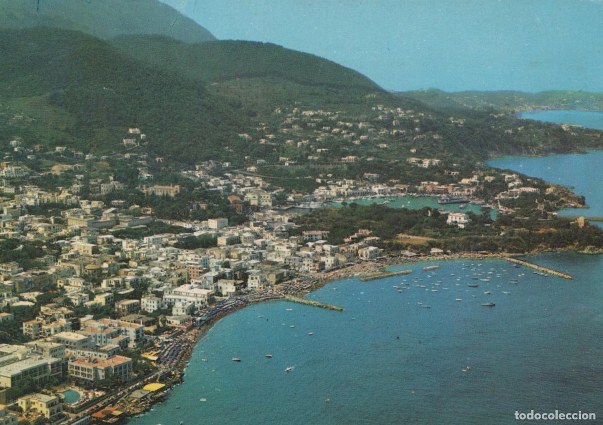 Cartes Postales: Italy Ischia Aerial View of Coastal Town Beach and Harbor With Boats *YAM843
