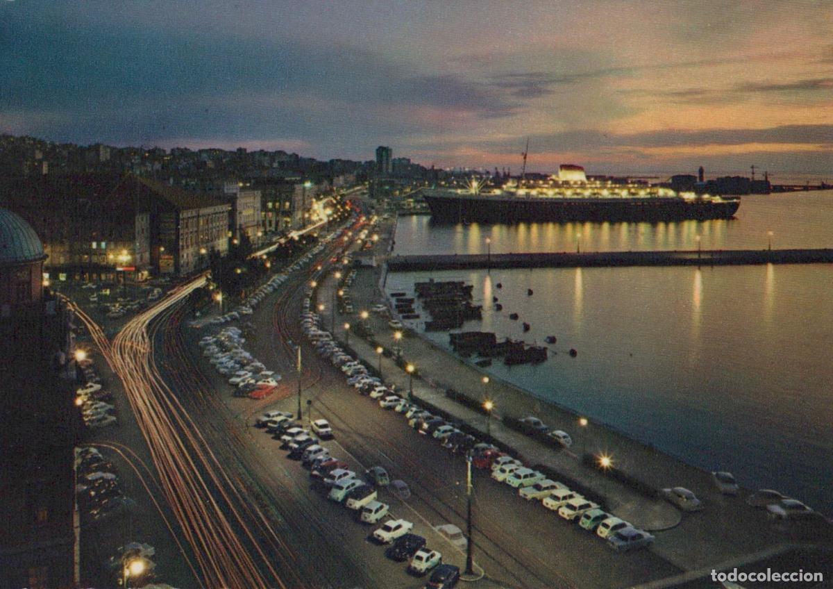 Postales: Italy Trieste Seaport With Cruise Ship and Waterfront At Dusk Unposted *YAM864