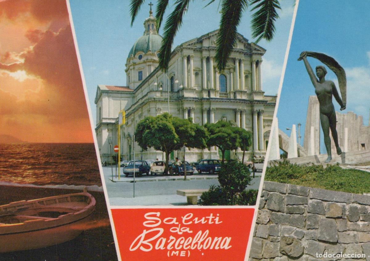 Postales: Italy Barcellona Pozzo DI Gotto Sicily Church Beach Statue Multi View *YAM944