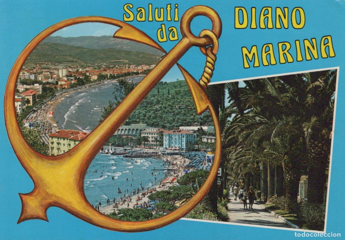 Postales: Italy Diano Marina Coastal Town Beach Palm Tree Lined Promenade *YAM954