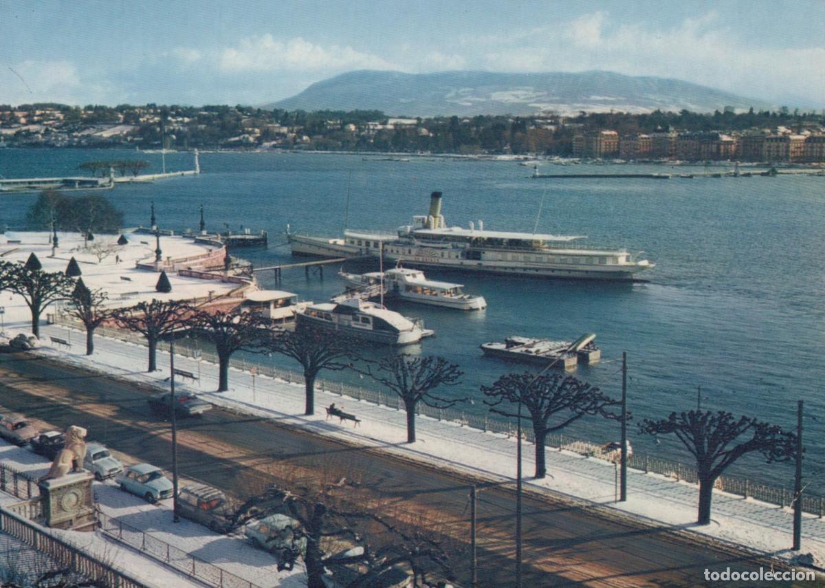 Postales: Switzerland Geneva Winter View of Lake With Boats and Snowy Shore *YAM978