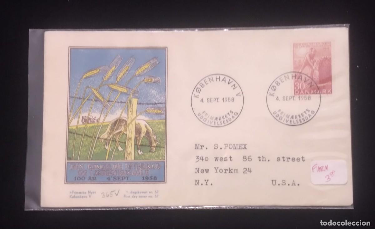 Postales: TS) 1958 DENMARK, FDC,WITH THE CENTENARY OF THE ROYAL NATIONAL COLLEGE OF VETERINARY AND AGRICULTURE
