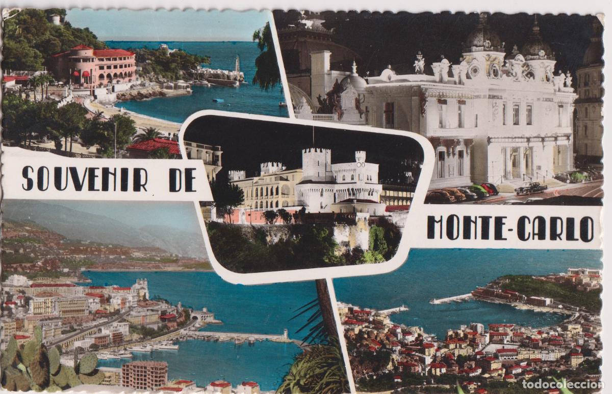 Postales: PRINCIPADO DE MONACO, SOUVENIR DE MONTECARLO - EDI. AJAX 1676 - CIRCULADA 1962