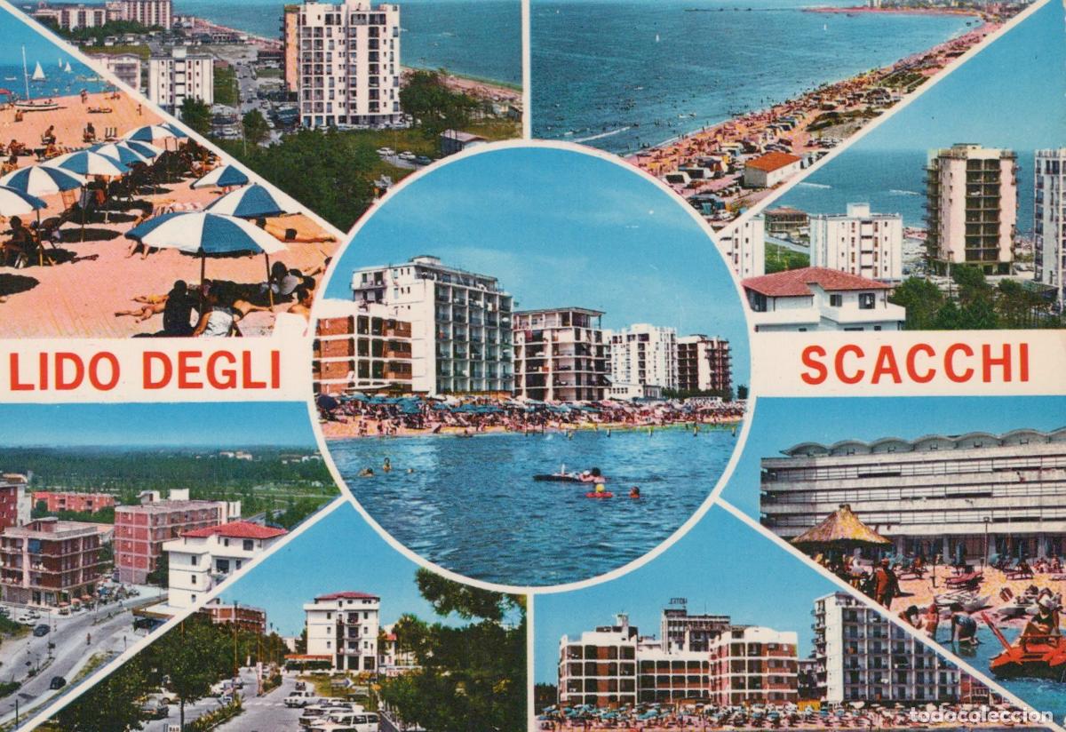 Postcards: Italy Lido Degli Scacchi Beachfront Hotels and Crowded Beaches *YAN002