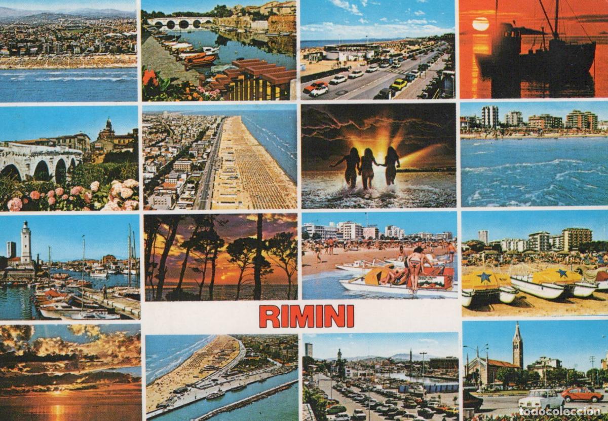 Postcards: Italy Rimini Multi View Beaches Harbor Cityscape Sunset *YAN001