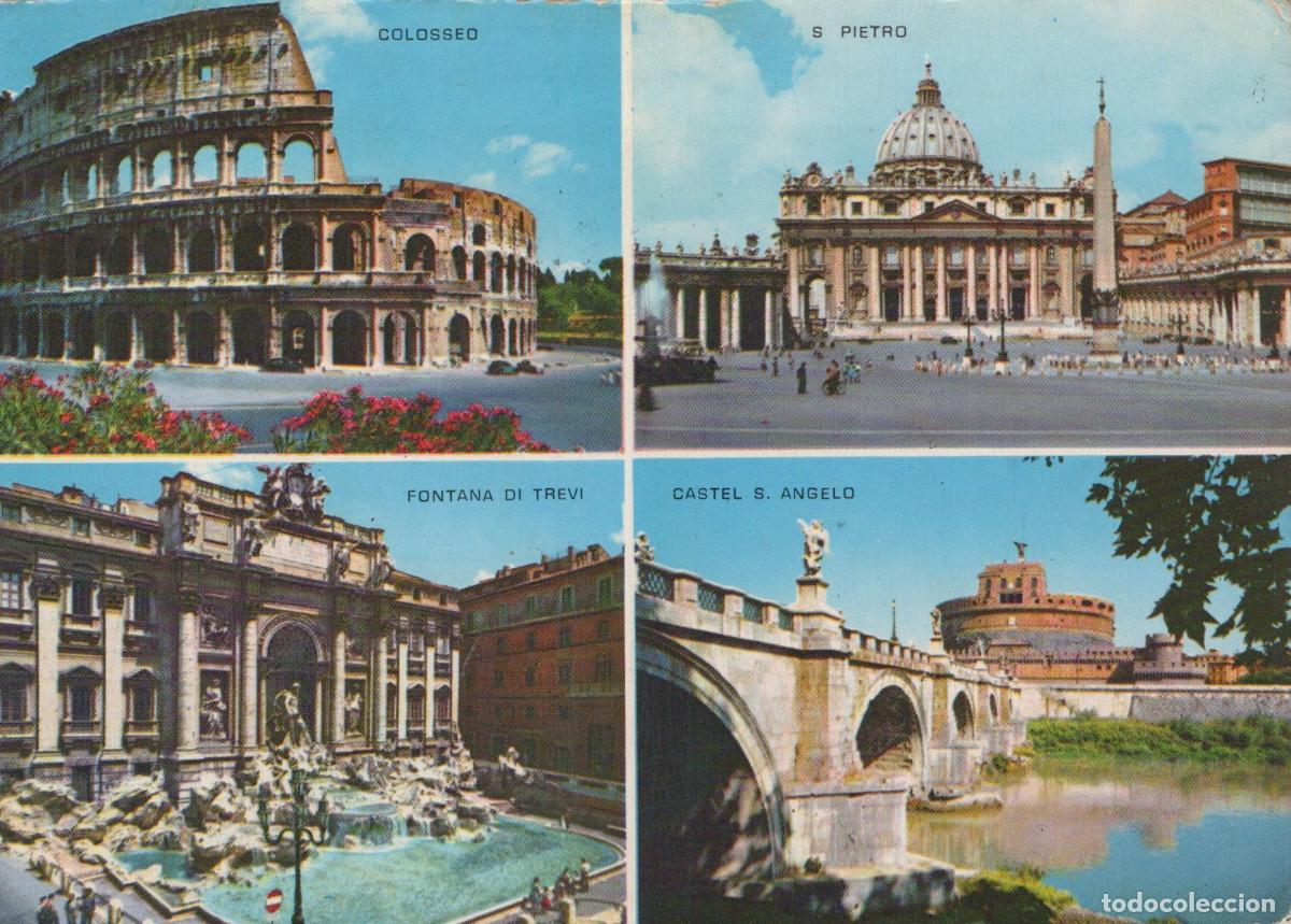 Postcards: Italy Rome Colosseum St Peter S Trevi Fountain Castel Sant Angelo Multi *YAN006