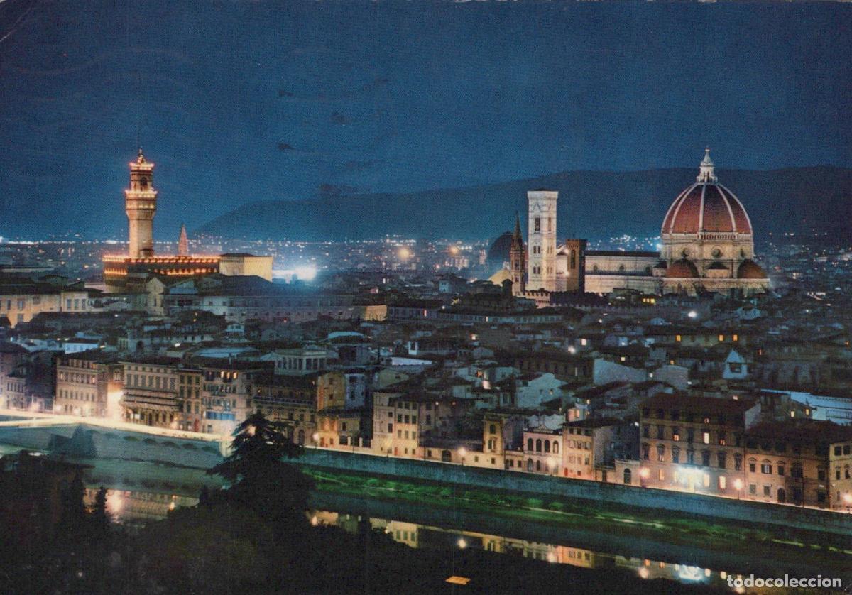 Postcards: Italy Florence Nightly Enchantment Cityscape Arno River Duomo Palazzo *YAN044