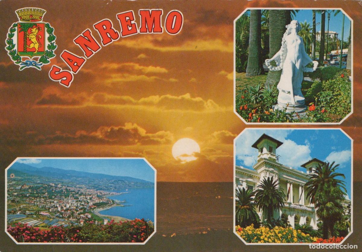 Postcards: Italy Sanremo Sunset Cityscape Statue and Architecture Multi View *YAN025
