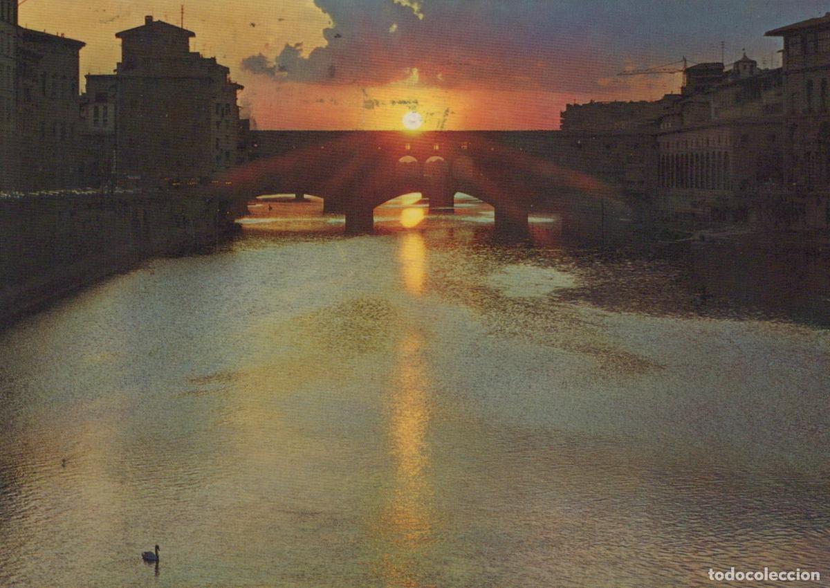 Postcards: Italy Florence Ponte Vecchio Old Bridge Sunset Arno River *YAN048