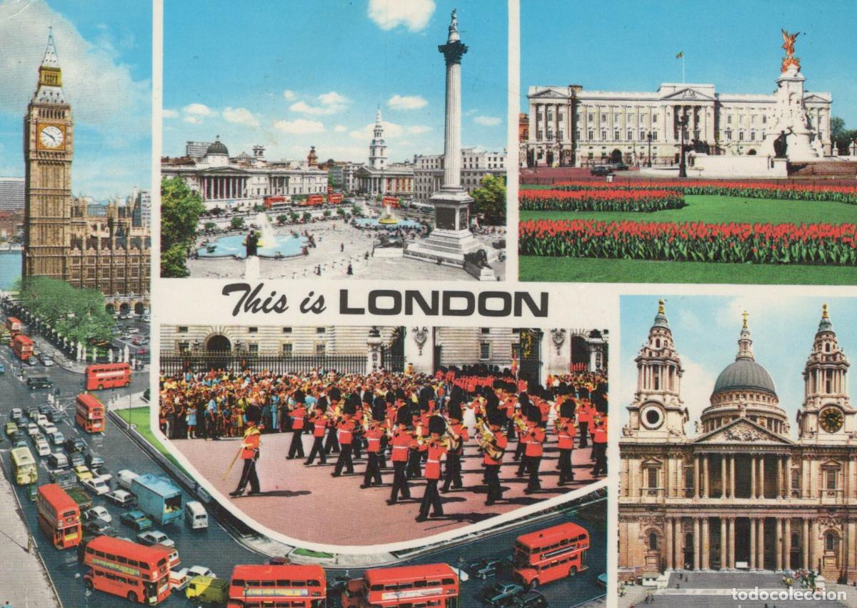 Postcards: United Kingdom London Collage Big Ben Trafalgar Square Buckingham Palace *YAN041