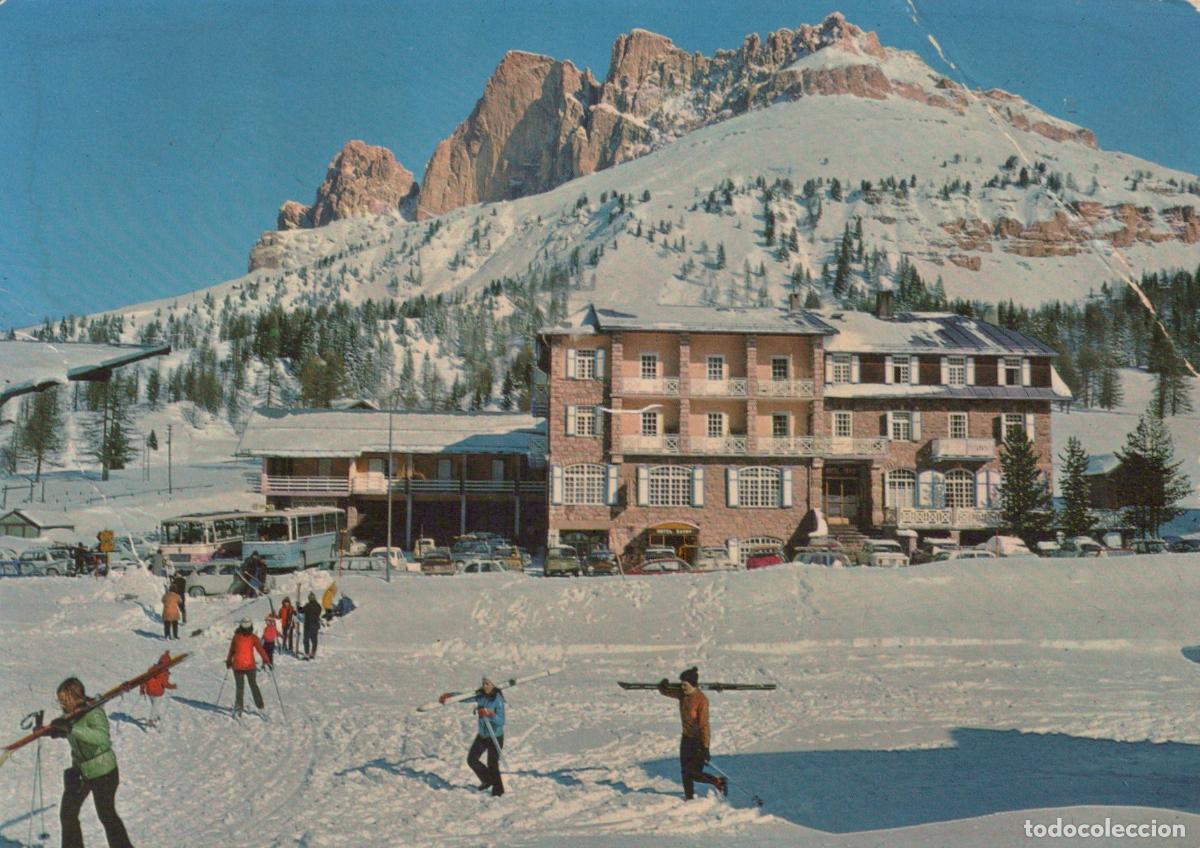 Postcards: Italy Passo Costalunga Hotel Savoy in the Dolomites With Skiers and *YAN040