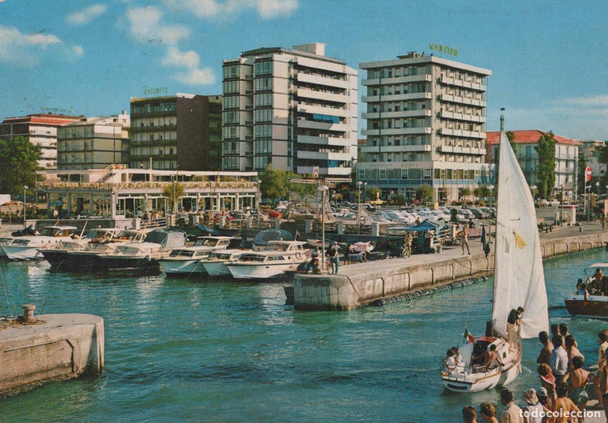 Postcards: Italy Riccione Darsena Channel Port Wet Dock Boats Sailboat Buildings *YAN064