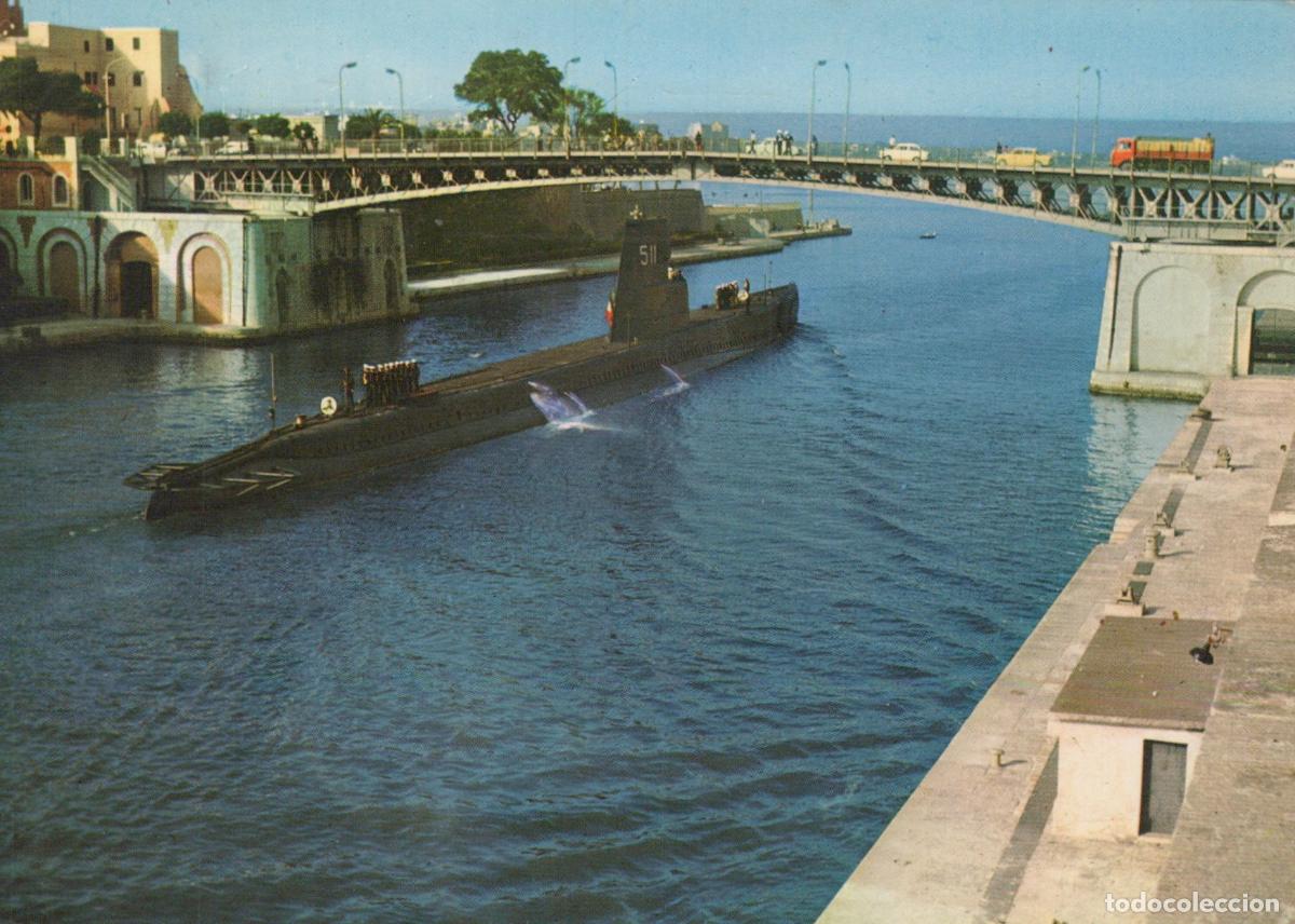 Postales: Italy Taranto Submarine 511 Passing Through Navigable Canal Bridge *YAN086