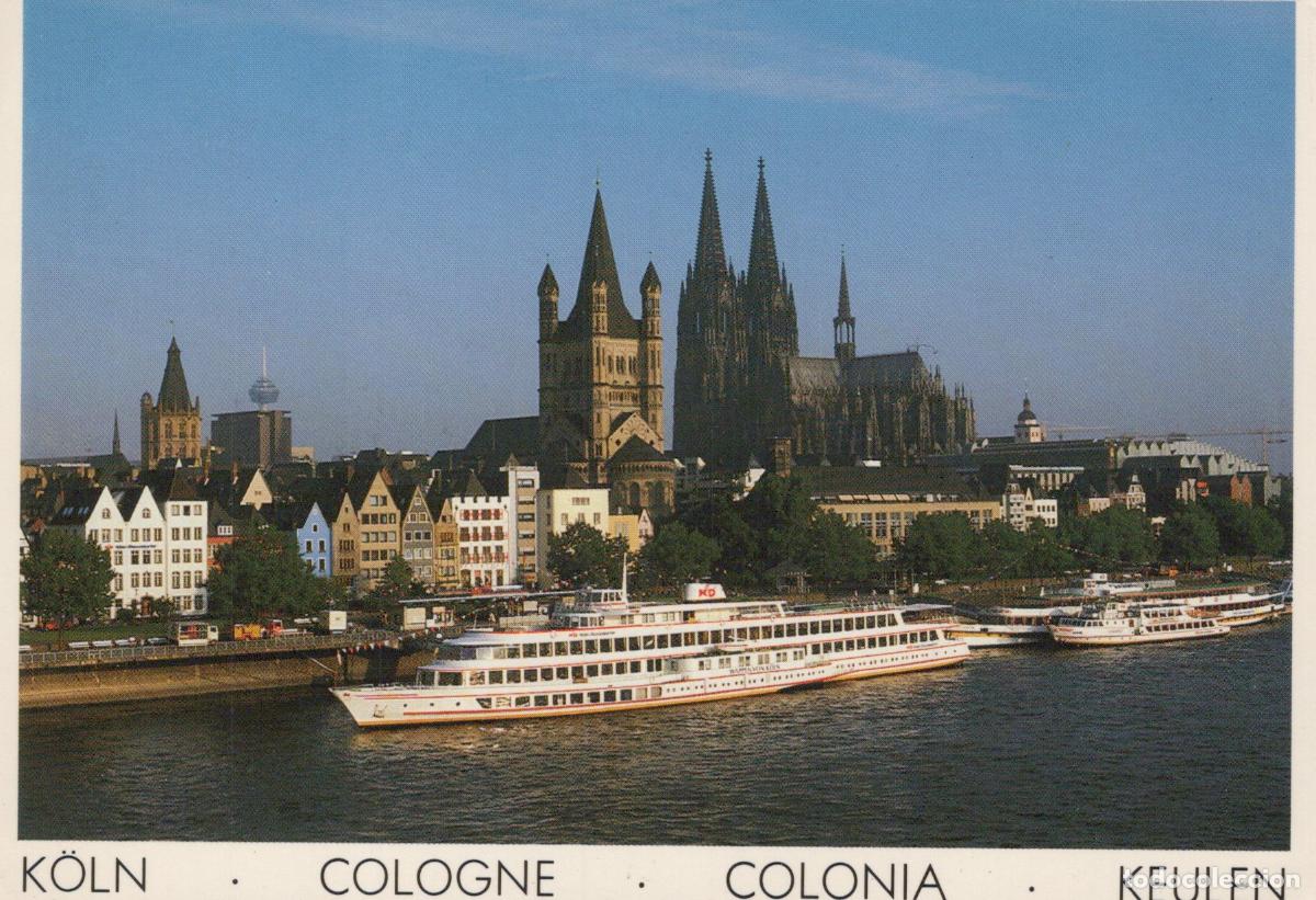 Postkarten: Germany Cologne Rhine River Cruise Ship Cathedral Cityscape *YAN147