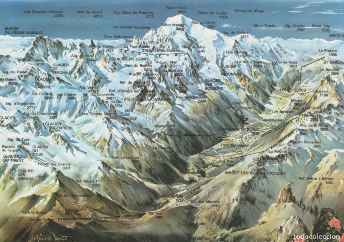 Postais: France Chamonix Mont Blanc Panorama French Alps Detailed Relief Unposted *YAN168