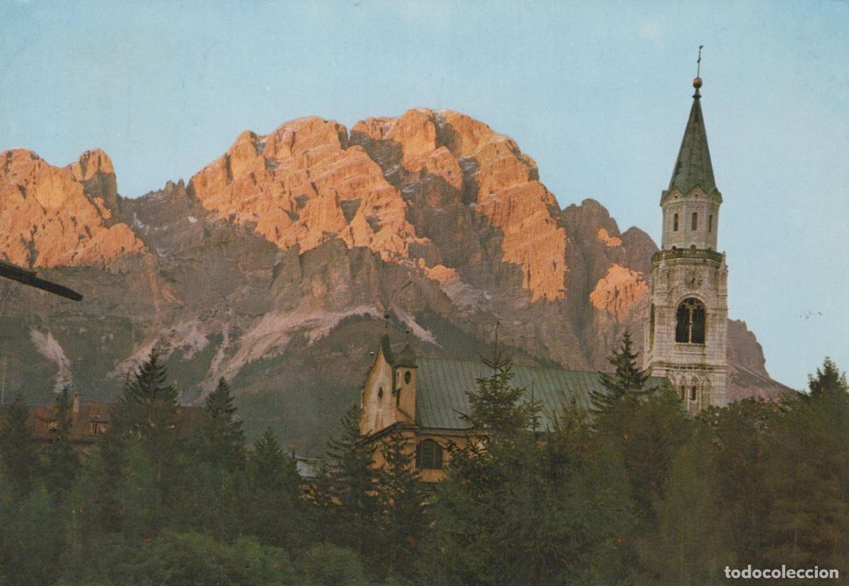 Postkarten: Italy Cortina D Ampezzo Monte Cristallo Church and Dolomite Mountains *YAN194