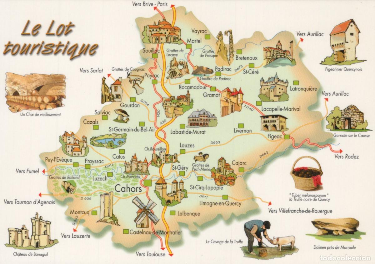 Postcards: France Lot Le Touristique Tourist Map of Unposted *YAN171