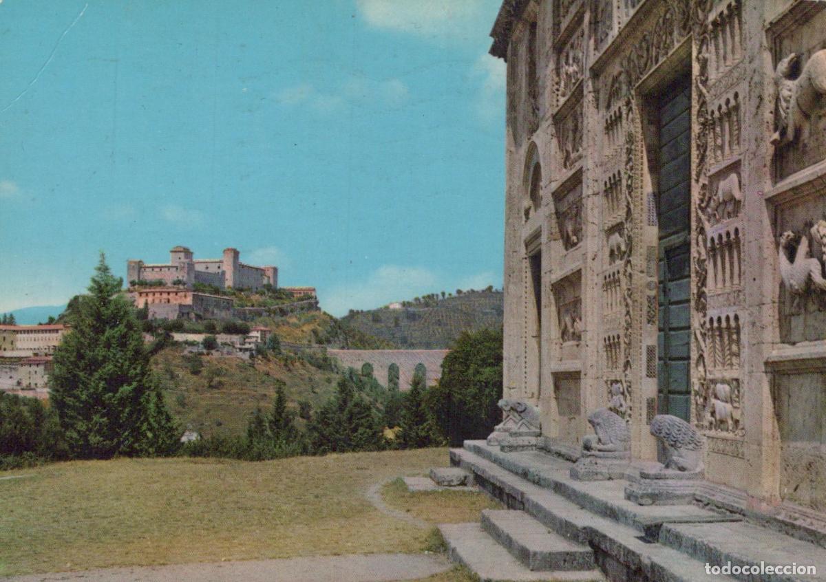 Postcards: Italy Spoleto Facade of S Pietro and Rocca Albornoz Castle View *YAN233