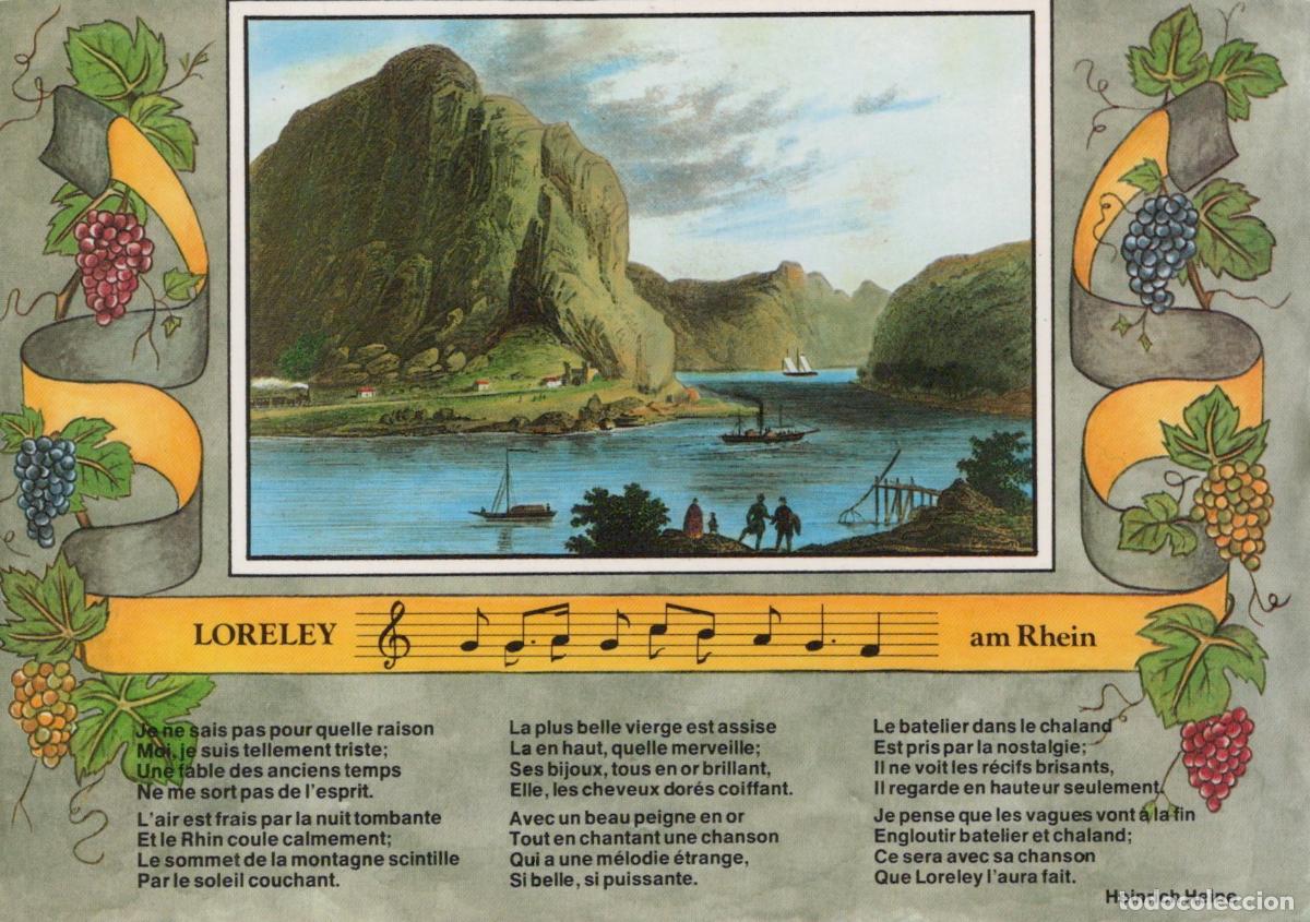 Postcards: Germany Loreley Rhine River Rock Landscape Boats Heinrich Heine Unposted *YAN181