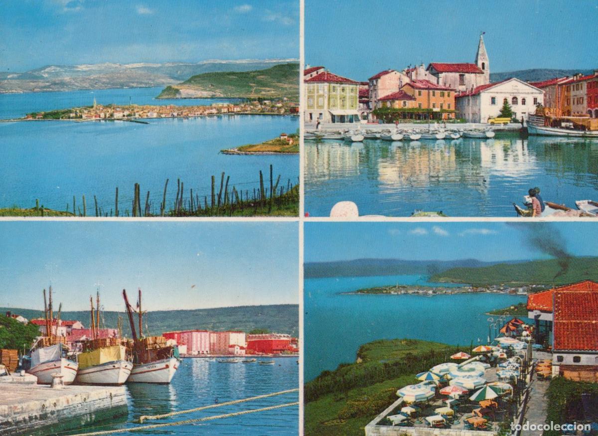 Postkarten: Slovenia Izola Coastal Town Harbor Boats Waterfront Quad View *YAN264