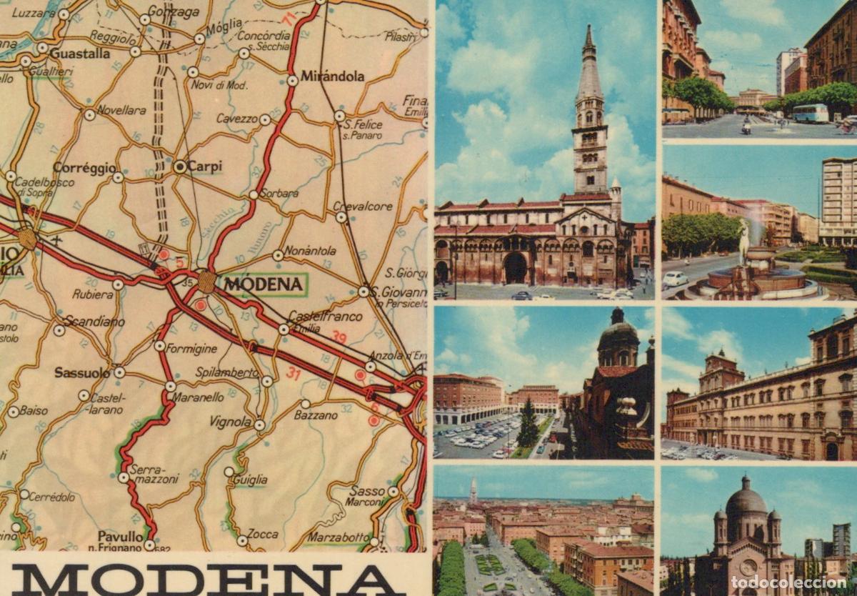 Postkarten: Italy Modena City Map Collage of Landmarks Duomo Piazza Street Scenes *YAN206