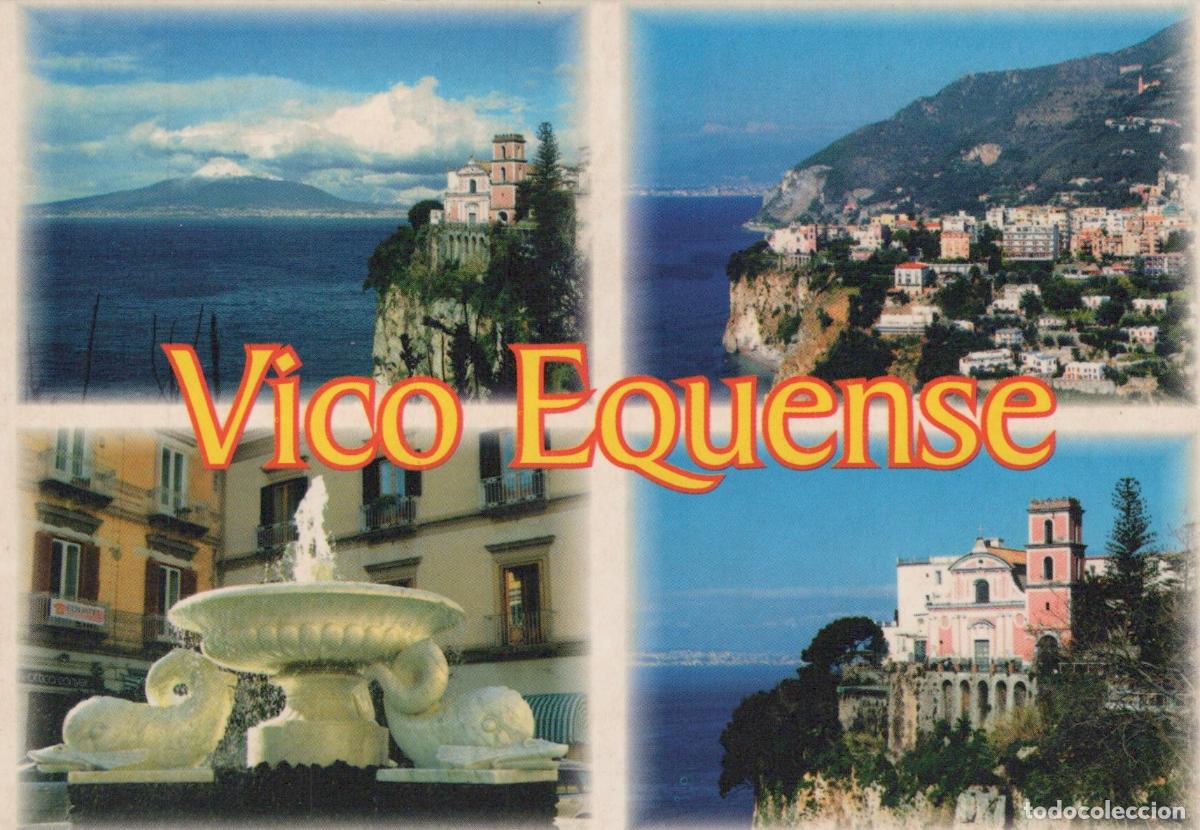 Postkarten: Italy Vico Equense Coastal Views Fountain Mount Vesuvius *YAN279