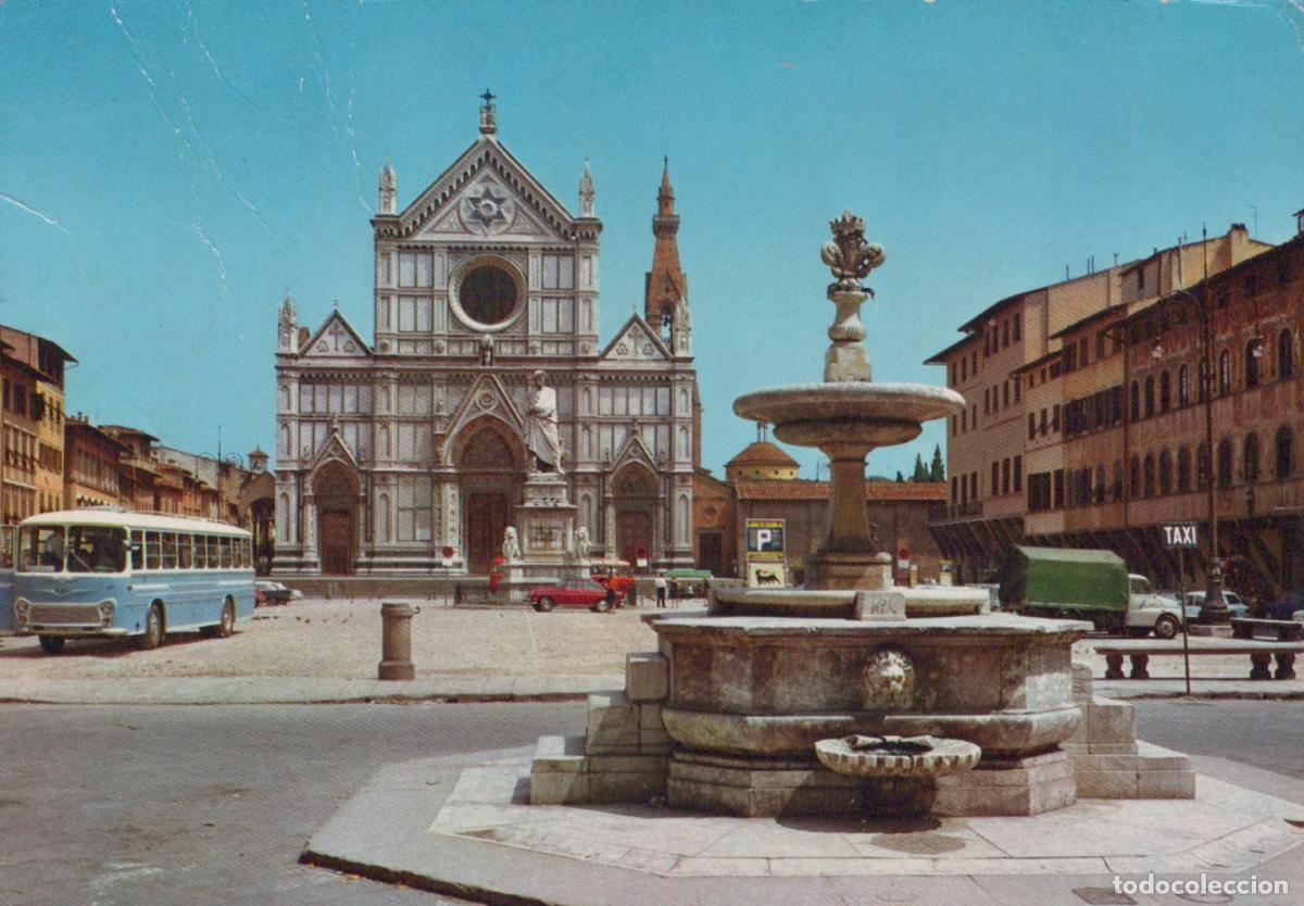 Postkarten: Italy Florence Piazza S Croce Square With Fountain and Basilica *YAN216