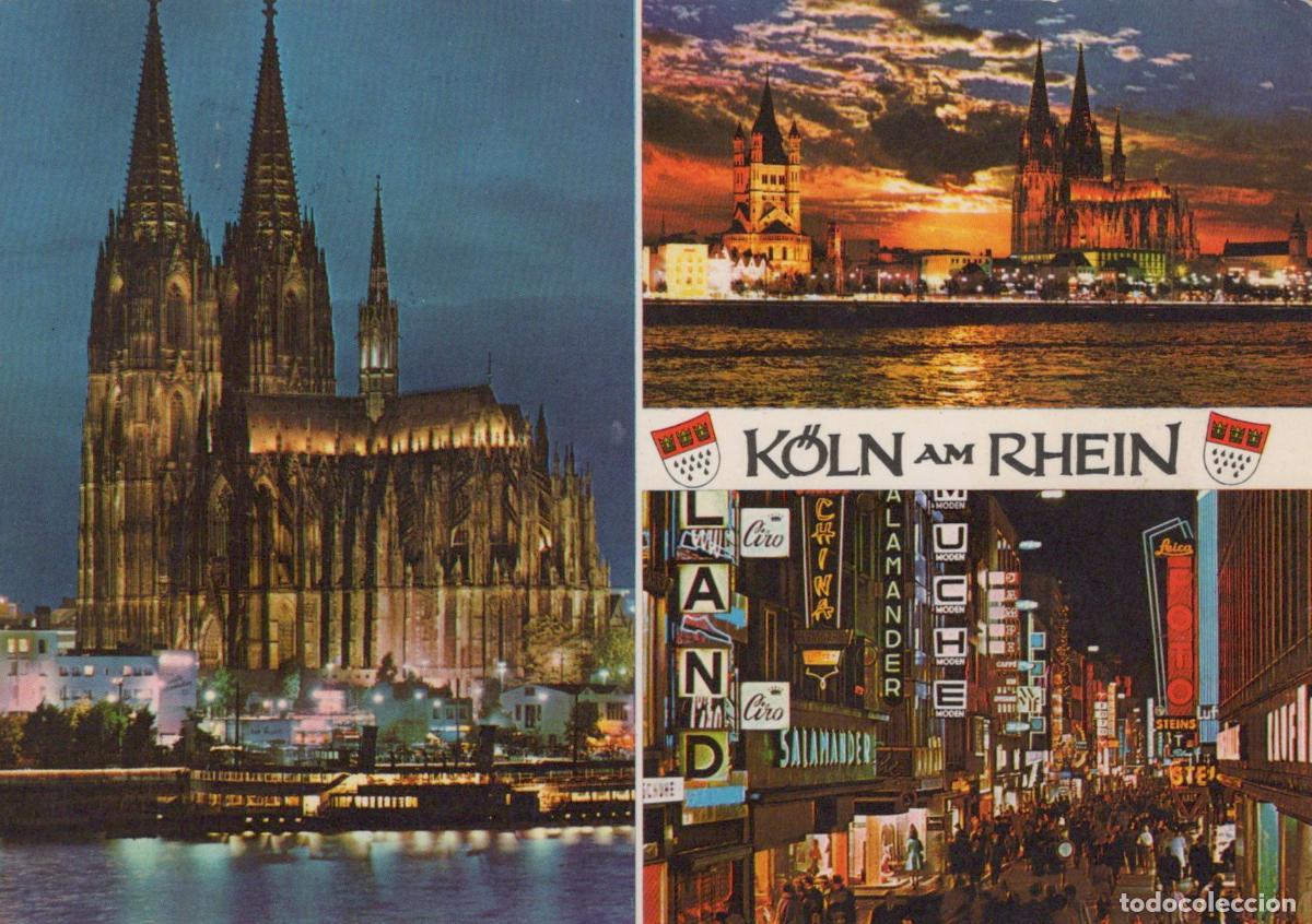Postcards: Germany Cologne Cathedral Rhine River Night View City Street Lights *YAN245