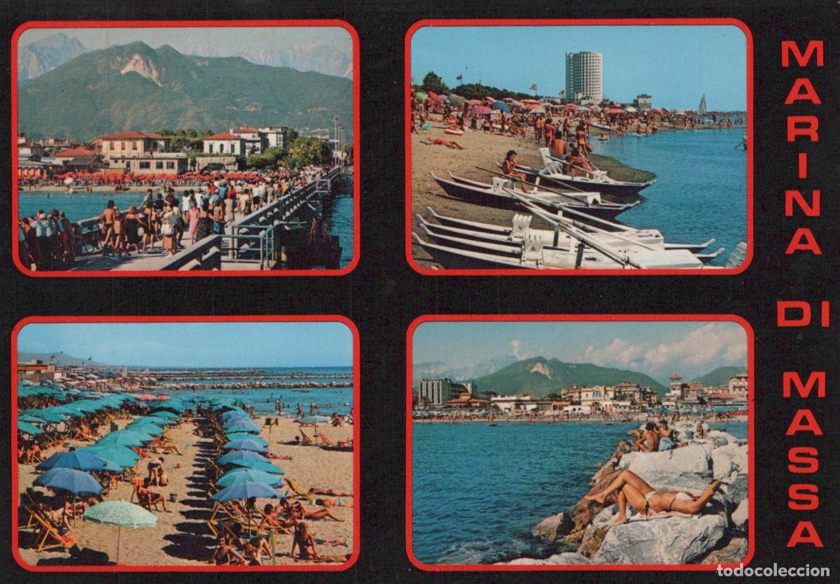 Postcards: Italy Marina DI Massa Beach Resort Town Mountain View Multi View *YAN335